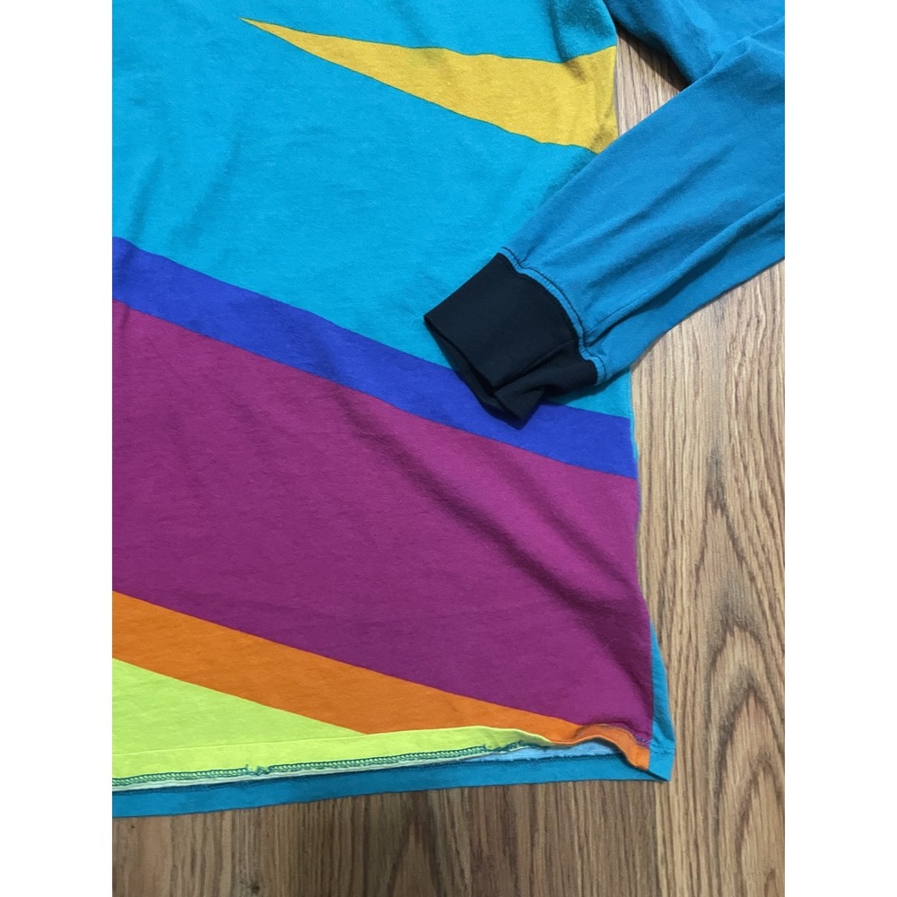 Nike Air T-Shirt Mens Large Retro Geometric Colorblock Long Sleeve Athletic Cut - Picture 8 of 11